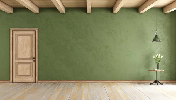 Klassisches grünes Zimmer mit Tür — Stockfoto