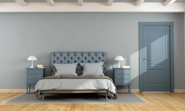Blaues Hauptschlafzimmer — Stockfoto