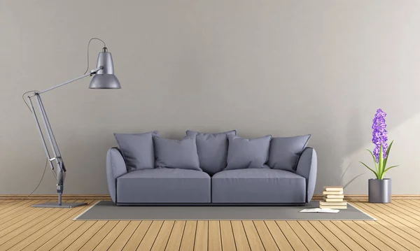 Fioletowa sofa w nowoczesny salon — Zdjęcie stockowe