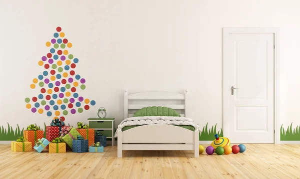 Chambre d'enfant avec arbre de Noël — Photo