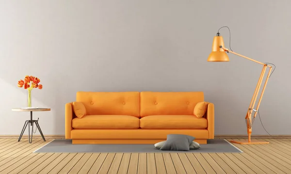 Πορτοκαλί καναπές σε έναν μοντέρνο χώρο — Φωτογραφία Αρχείου