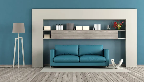 Moderne blauwe woonkamer — Stockfoto