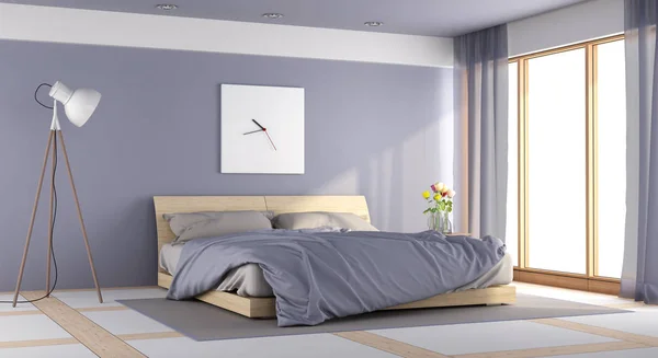 Modern purple bedroom — Stock Photo, Image