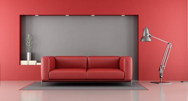 Red and gray minimalist lounge clipart
