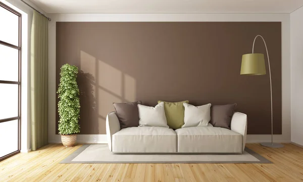 Kahverengi oturma odası — Stok fotoğraf