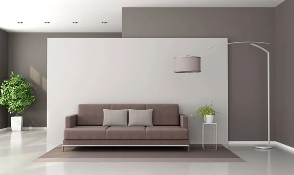 Lounge moderno marrom e branco — Fotografia de Stock