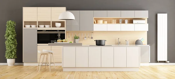 Modern kitchen with island — Stock Photo, Image