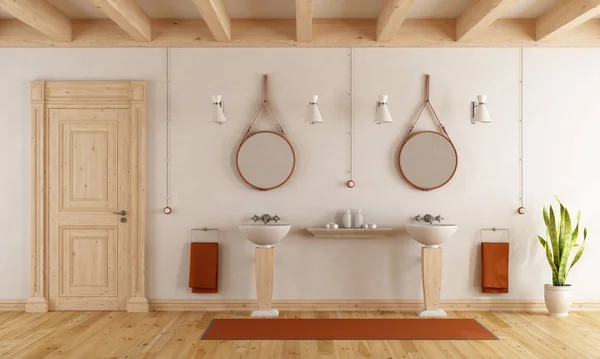 Классическая ванная комната с умывальниками — стоковое фото