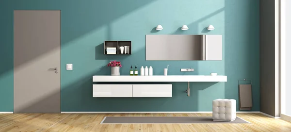 Mavi modern banyo — Stok fotoğraf