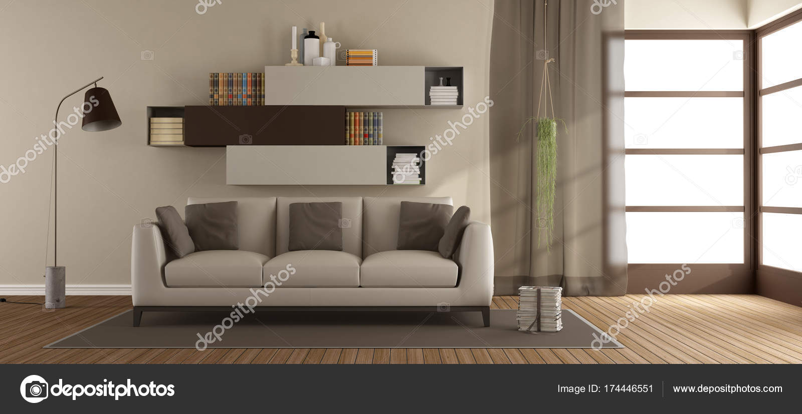 Woonkamer beige en bruin — Stockfoto © archideaphoto #174446551 Woonkamer beige en bruin — Stockfoto © archideaphoto #174446551