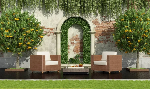 Luxury garden i klassisk stil — Stockfoto