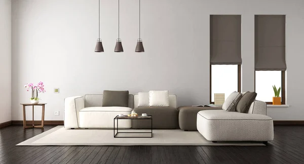 Белая гостиная с элегантным диваном — стоковое фото