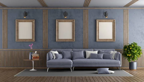 Elegante paarse woonkamer — Stockfoto