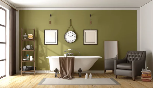 Grünes Retro-Badezimmer — Stockfoto