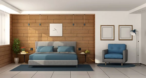 Modernes Hauptschlafzimmer mit Doppelbett — Stockfoto