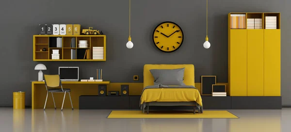 Black and yellow kids room — Stock Photo, Image