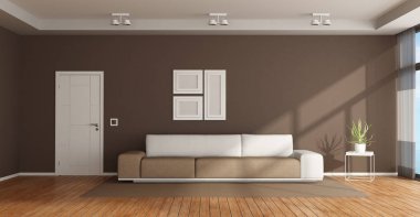 Kahverengi ve beyaz salon