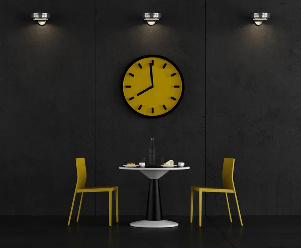 Black and yellow coffee room — Stock Photo, Image