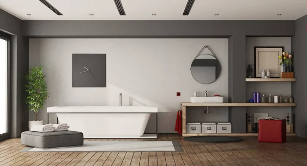 Gran cuarto de baño con bañera y lavabo — Foto de Stock