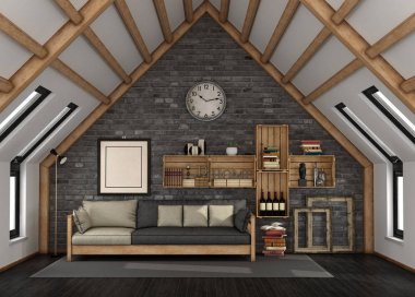 Oturma odasında mansard