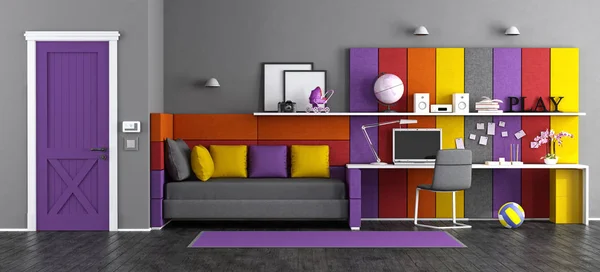 Colorful teen bedroom — Stock Photo, Image