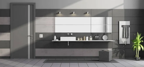 Black and gray modern bathroom — Stock Photo, Image