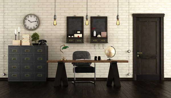 Oficina en casa en estilo retro —  Fotos de Stock
