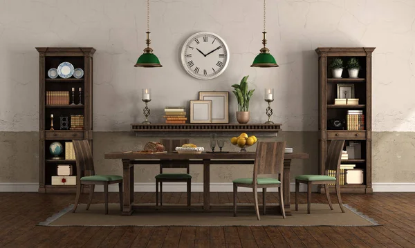 Salle à manger de style rusic avec mobilier en bois — Photo