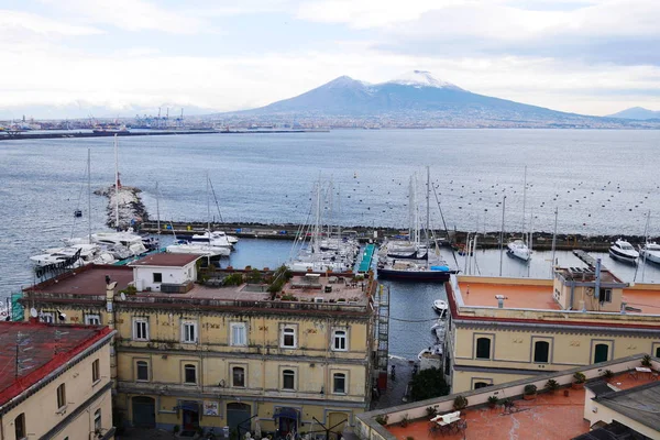 Mount vesuvius snow covered in winter Royalty Free Stock Images