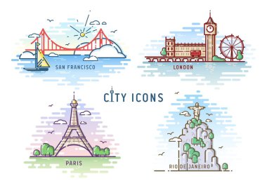 Set city icon vector illustration clipart