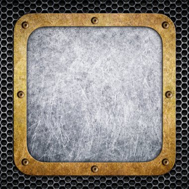 Bronz çerçeve, metal plaka içinde belgili tanımlık geçmiş. D için demir şablon