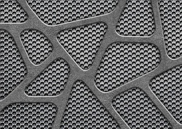 Металлическая сетка, перфорированный железный узор для фона — стоковое фото