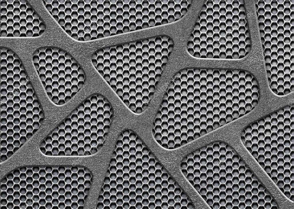 Metal mesh, perforated iron pattern for background — Stock Photo