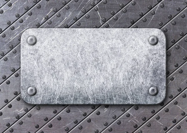 Металлическая рама с заклепками, полосатая пластина в качестве фона — стоковое фото