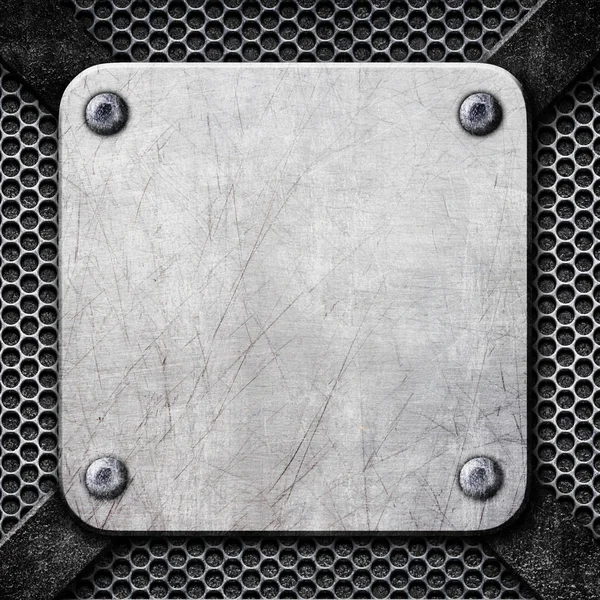 Plaque d'acier carrée, cadre en acier comme fond pour la conception, 3d , — Photo