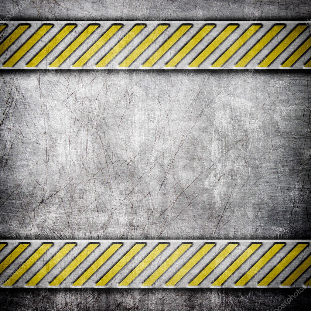 Iron background with yellow warning coloring, metallic texture, ??? Stock