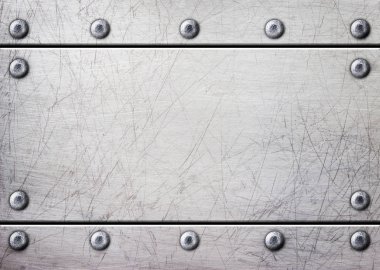 Perçin sorunsuz arka plan ile çelik metal plakalar