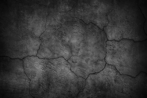 ひびの入った黒いコンクリート壁、悲観的なセメント テクスチャ背景 — ストック写真