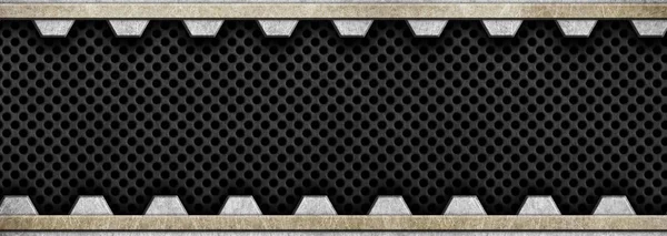 Metallram med en svart perforerad mesh, 3d, illustration — Stockfoto