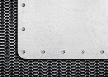 çelik çerçeve, perçin, 3d, illustr ile arka plan eski metal plaka