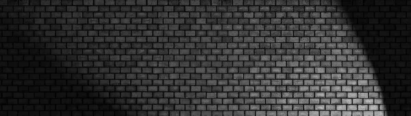 Mur de briques noires, large surface de pierre panoramique texture — Photo