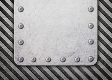 Perçin çivileri, arka plan, 3d, illust olarak çizgili plaka metal çerçeveli