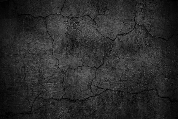 Parede de cimento preto. Textura escura de concreto rachado — Fotografia de Stock