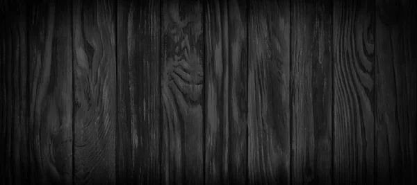 Panorama di tavole di legno nero, struttura in legno cupo, schienale scuro — Foto Stock