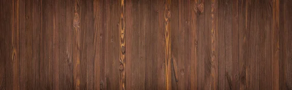 Panorama fra brune træplanker, træbordsbaggrund - Stock-foto