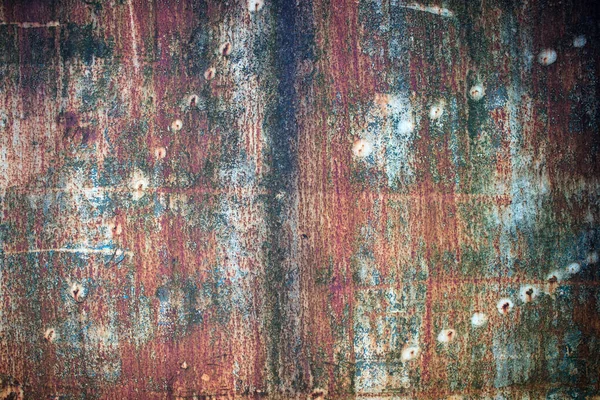 Textura Oxidada Hierro Con Pintura Multicolor Corrosión Sobre Fondo Metálico —  Fotos de Stock