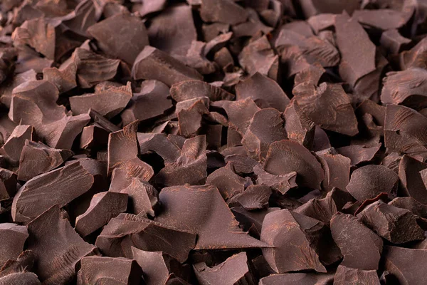 Haufen Gebrochener Bitterschokolade Dessertspeise Hintergrund — Stockfoto