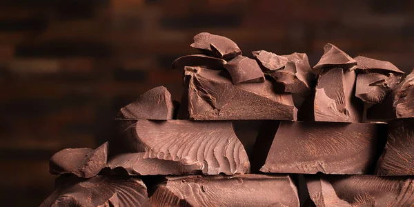 Morceaux Chocolat Pile Bonbons Sucrés — Photo