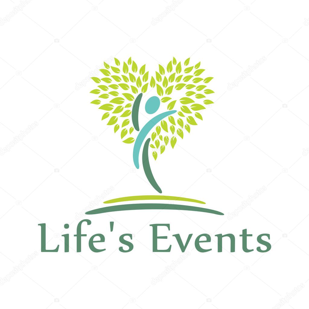 Healthy person, people tree, eco and bio icon, human character icon, nature care symbol