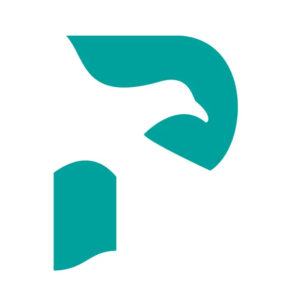 Pássaro na letra P vetor logotipo design . — Vetor de Stock